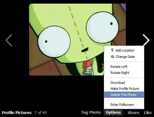 facebook delete photo