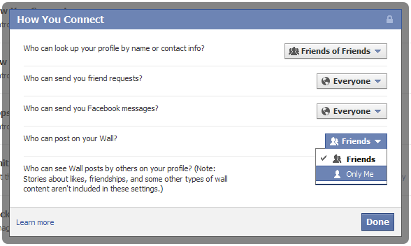 facebook wall privacy